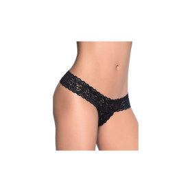 String ouvert brésilien noir en dentelle